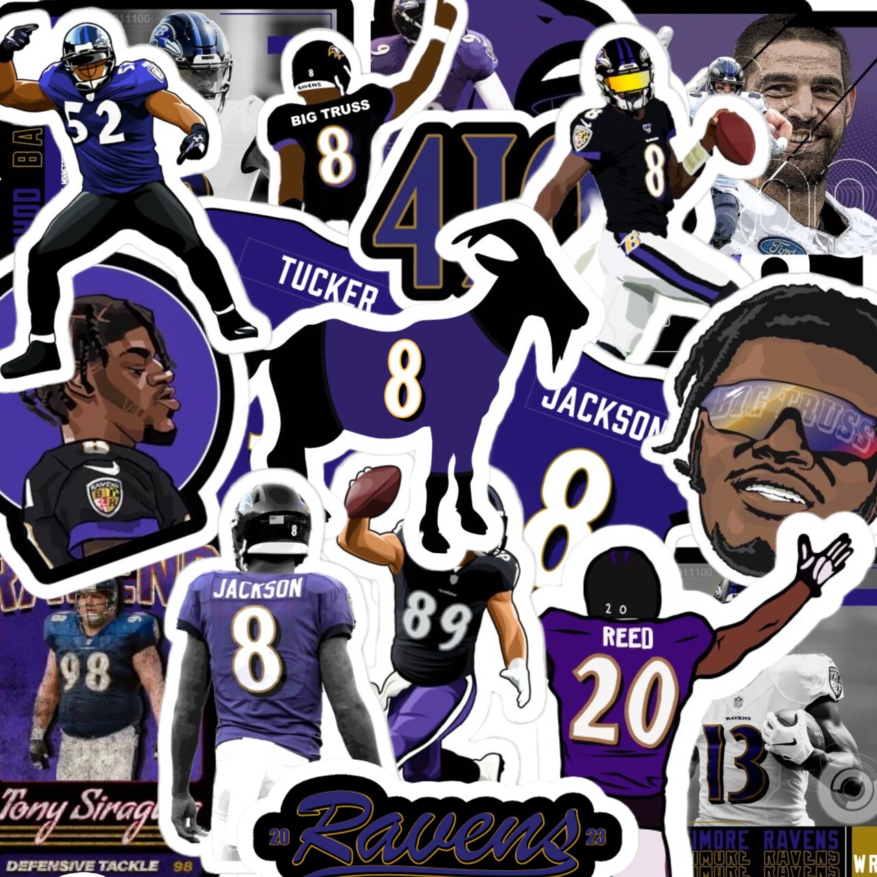 NEW Baltimore Ravens Lamar Jackson 40 Stickers Waterproof Gloss Pack Of ...