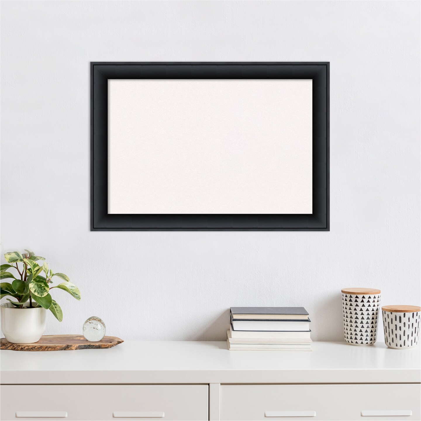 Nero Black Wood Framed Corkboard, White Cork