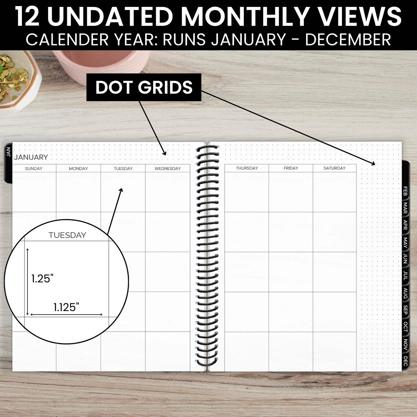bloom daily planners Undated Dot Journaling Planner &#x26; Calendar, Dots