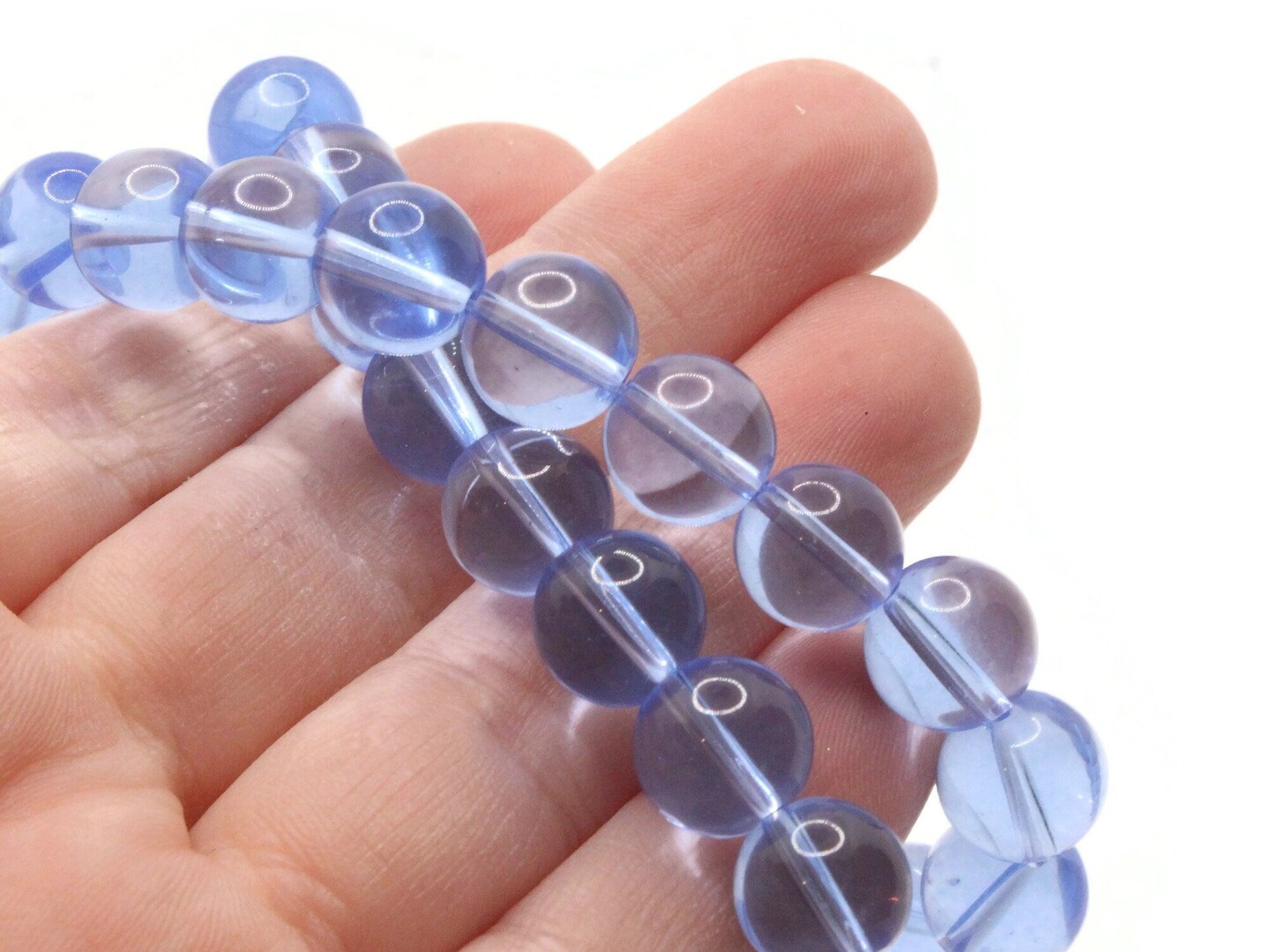 33 10mm Blue Glass Round Accent Beads