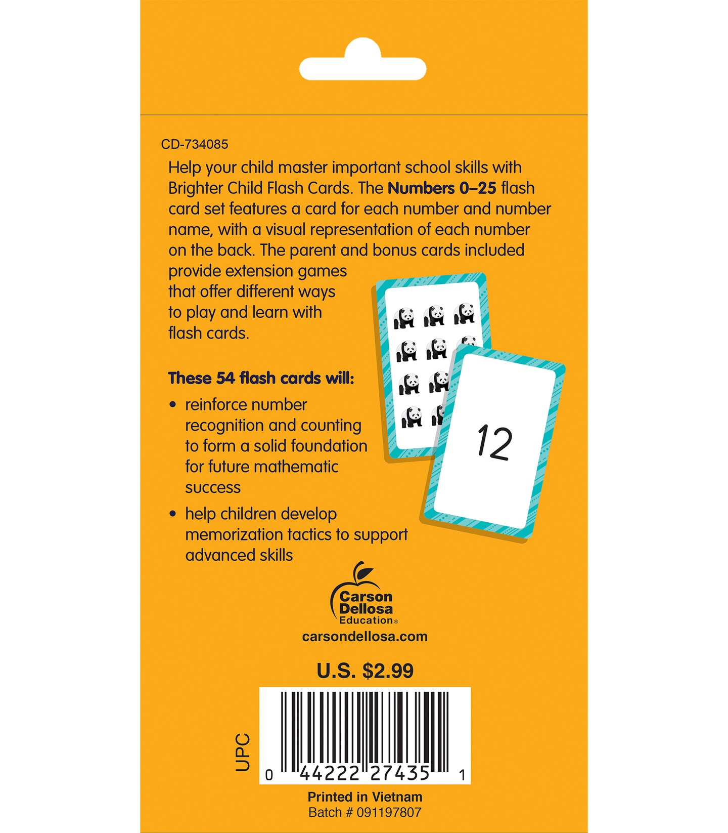Carson Dellosa Number Flash Cards for Toddlers 2-4 Years, Numbers Flash Cards with Numbers 0-25, Counting and Number Recognition Skills, Preschool and Kindergarten