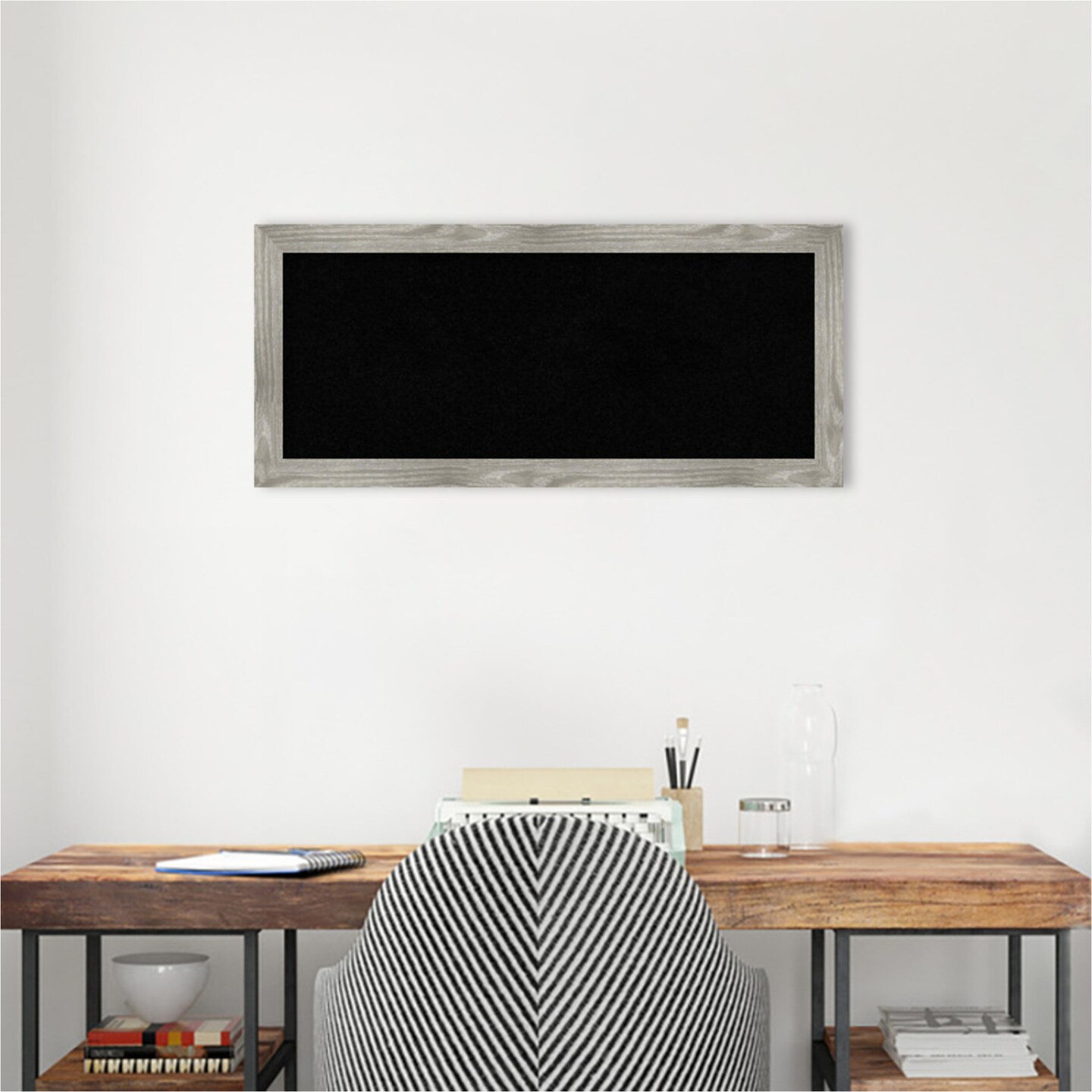Dove Greywash Square Framed Corkboard, Black Cork