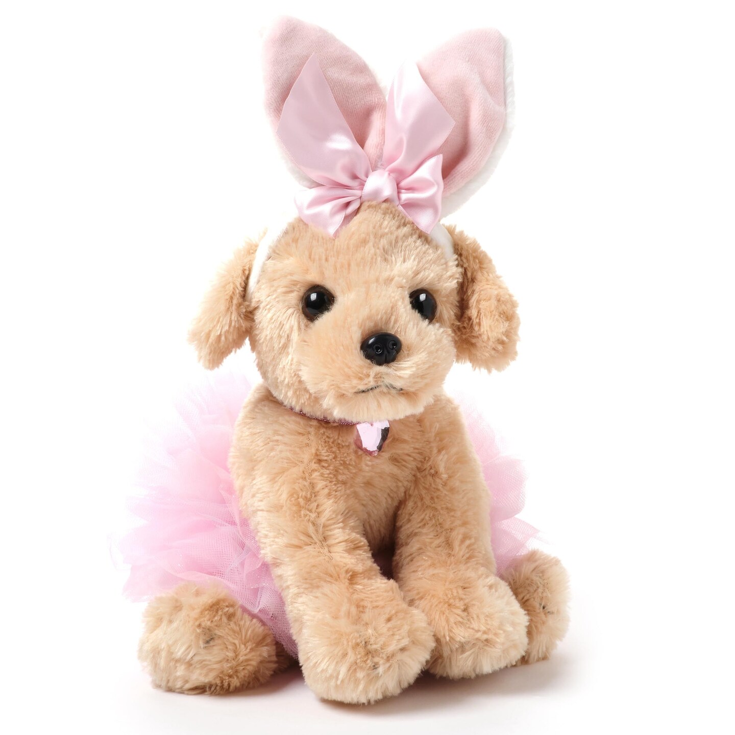 Bearington Little Puppy The Bunny Dog Plush Stuffed Animal in a Pink Tutu Dress, Great Gift for for Kids of All Ages, Birthdays, Holidays and Special Occasions, 13 inches