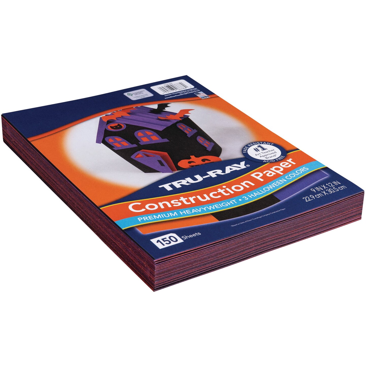 Construction Paper Halloween, Black, Orange, Purple, 9&#x22; x 12&#x22;, 150 Sheets Per Pack, 3 Packs