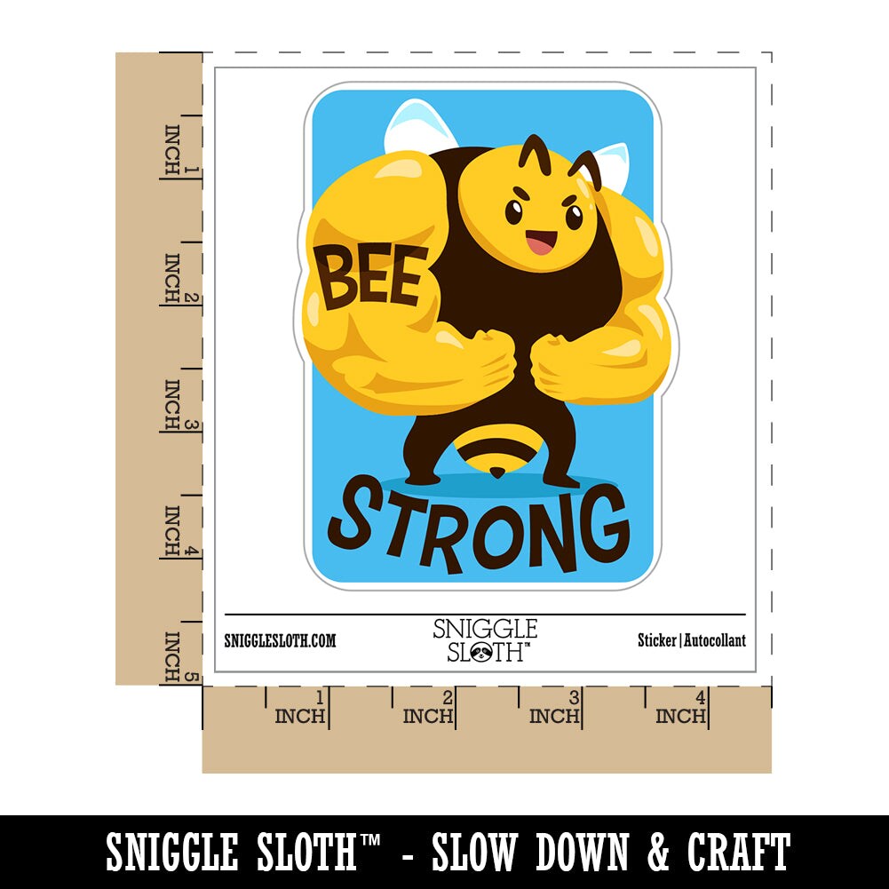 Buff Bee Strong Funny Waterproof Vinyl Phone Tablet Laptop Water Bottle Sticker Set - 5 Pack