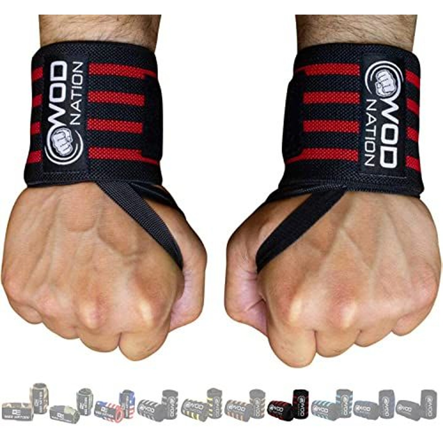 Professional Wrist Wraps &#x26; Straps for Gym &#x26; Weightlifting (12 inch) - Weight Lifting Wrist Wraps &#x26; Gym Wrist Straps Support for Optimal Powerlifting Performance For Women &#x26; Men - Black/Red