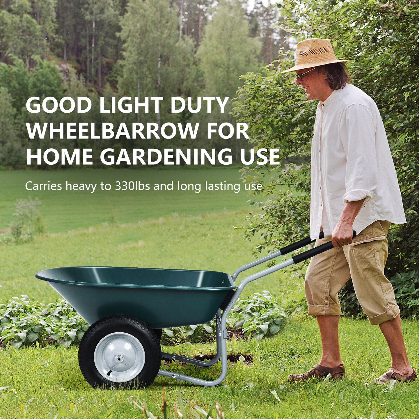 2 Tire Wheelbarrow Garden Cart Heavy-duty Dolly Utility Cart