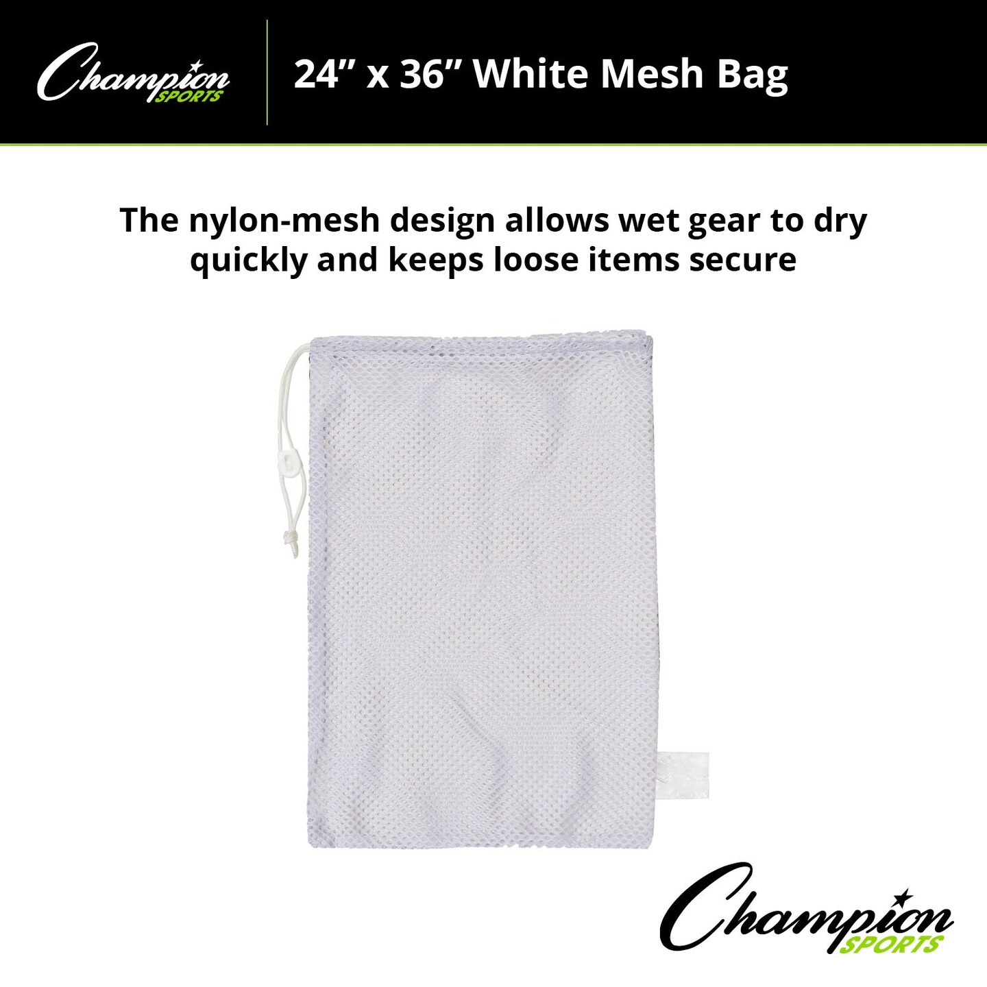 Equipment Bag, Mesh, 24&#x22; x 36&#x22;, White, Pack of 3