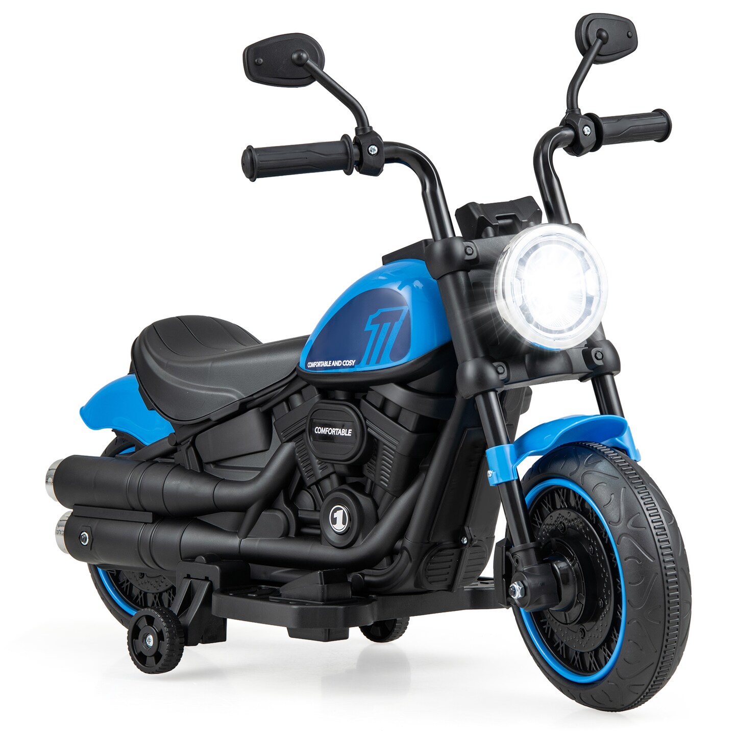 Kids Electric Motorcycle With Training Wheels And Led Headlights