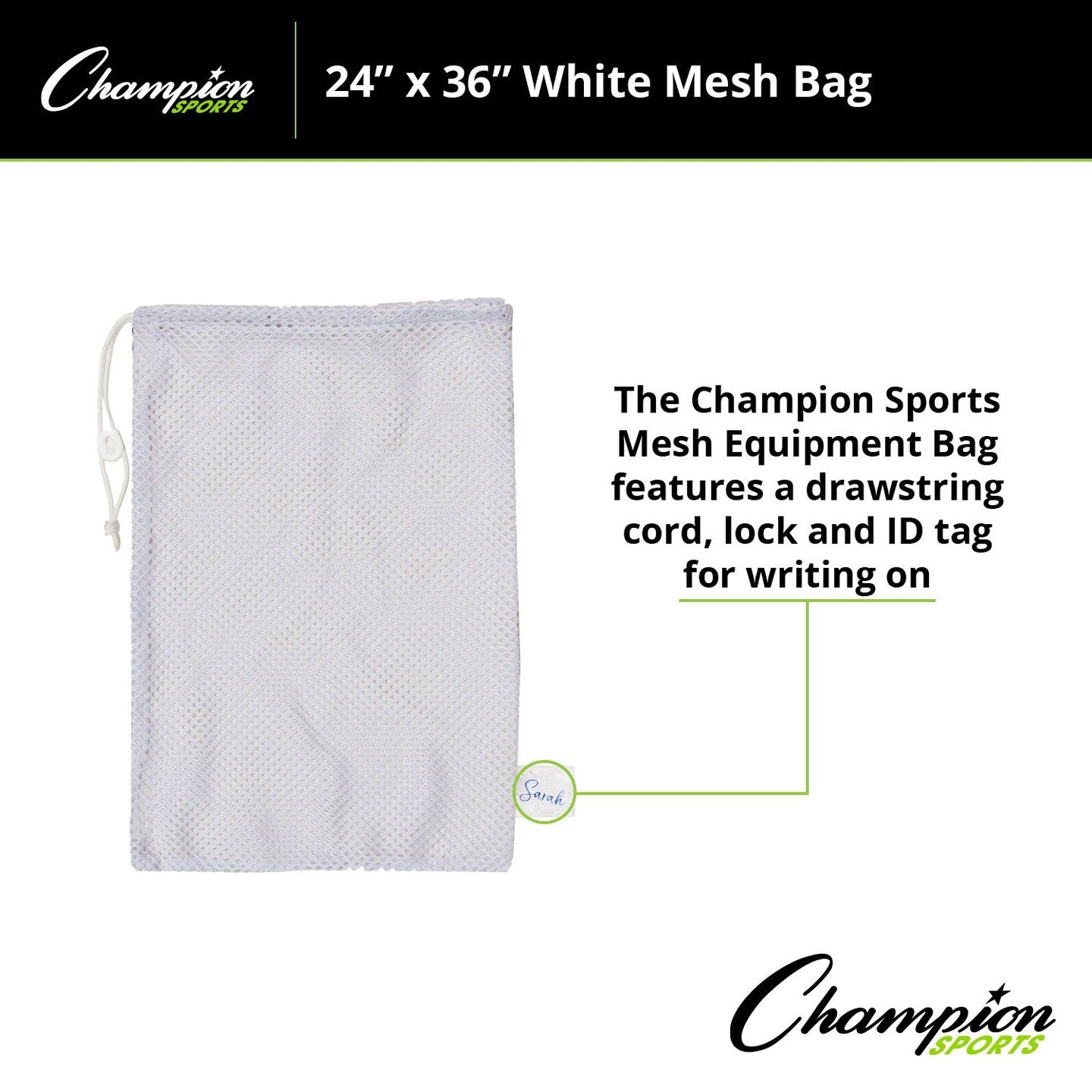 Equipment Bag, Mesh, 24&#x22; x 36&#x22;, White, Pack of 3