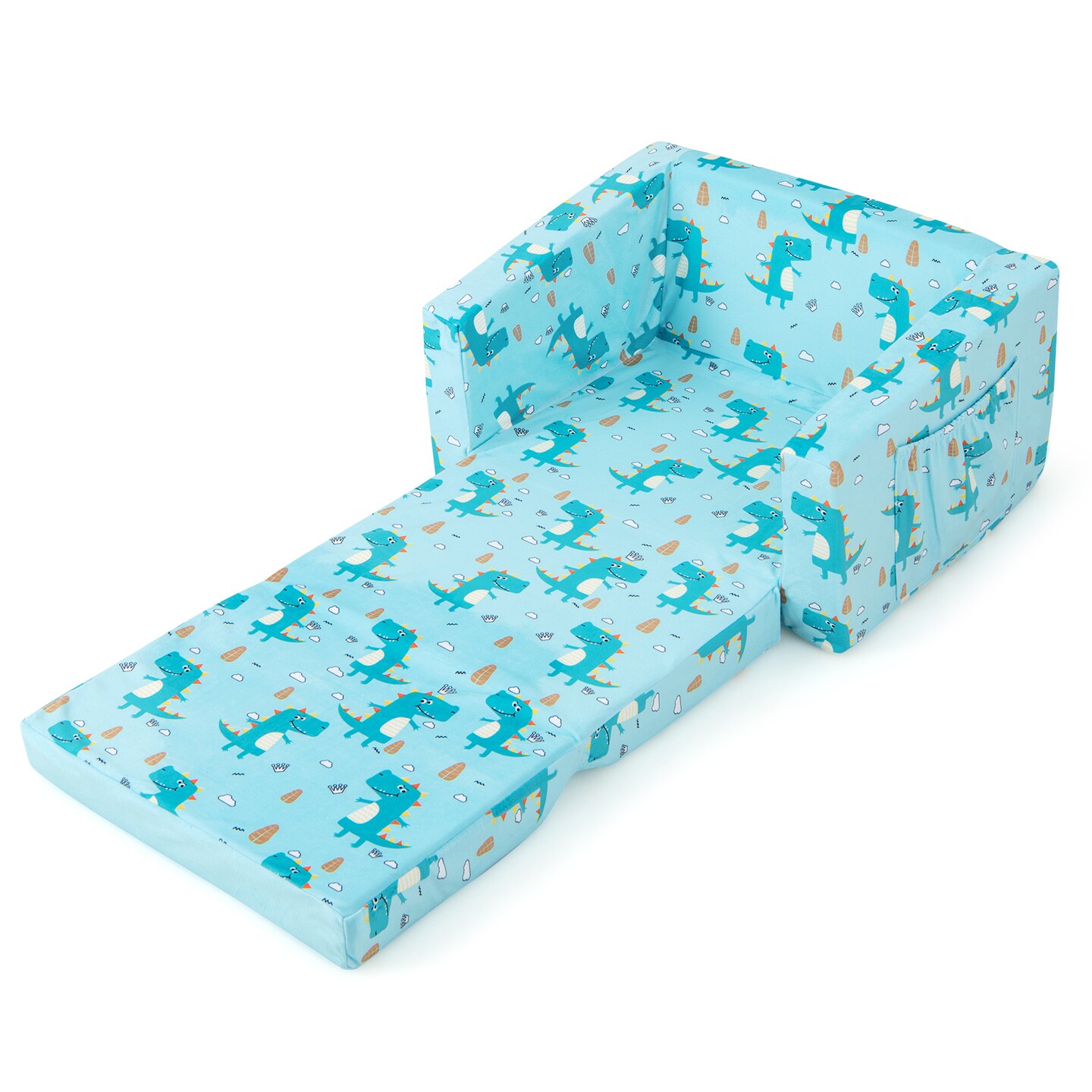 Kids Recliner Sofa Converts To Sleeper Bed For Boys Girls-Blue
