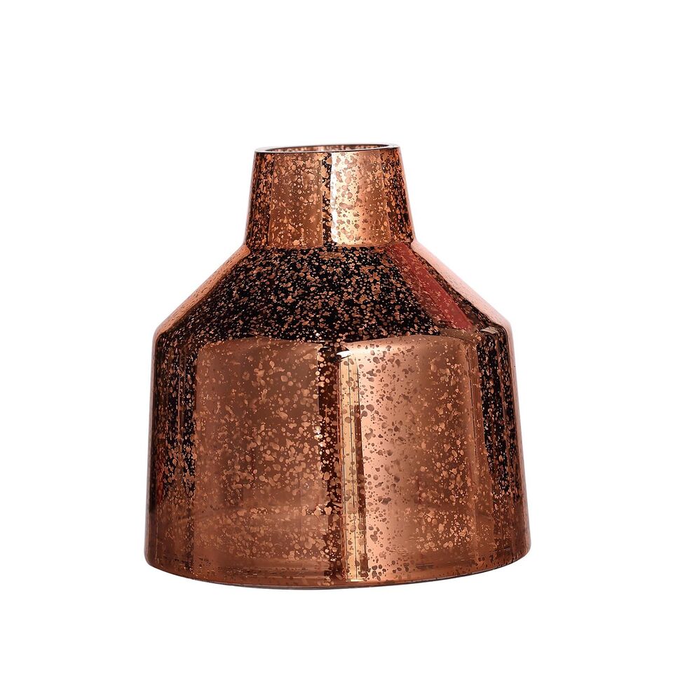 2 pcs 8-Inch tall Rose Gold Mercury Glass Tapered Neck Vases Centerpieces