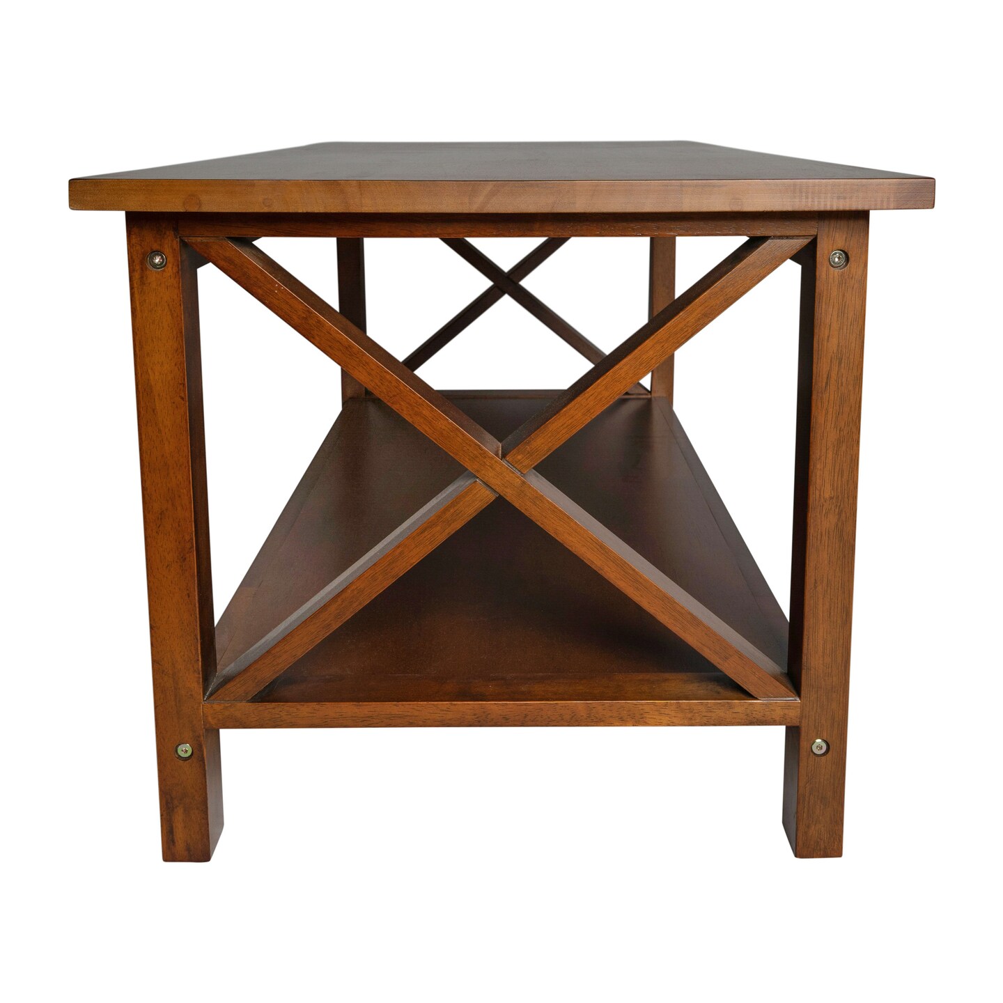 Merrick Lane Matty Rustic Coffee Table with Lower Shelf, Farmhouse Style Solid Wood Accent Table
