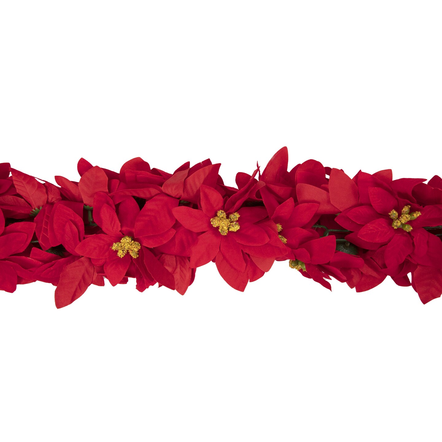 Northlight 6&#x27; x 3&#x22; Red Artificial Poinsettia Floral Christmas Garland - Unlit