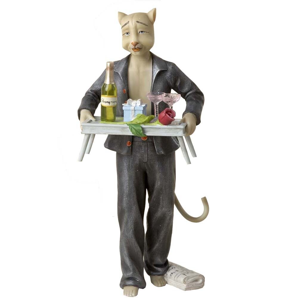 Kurt S. Adler Kurt Adler Alley Cats Resin Dante Breakfast in Bed Table Piece, 8-Inch