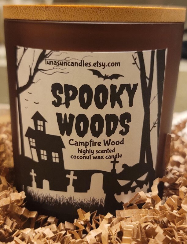 Halloween Candles- Highly Scented incased in 12 OZ. Amber Jar with wooden lid. product 5