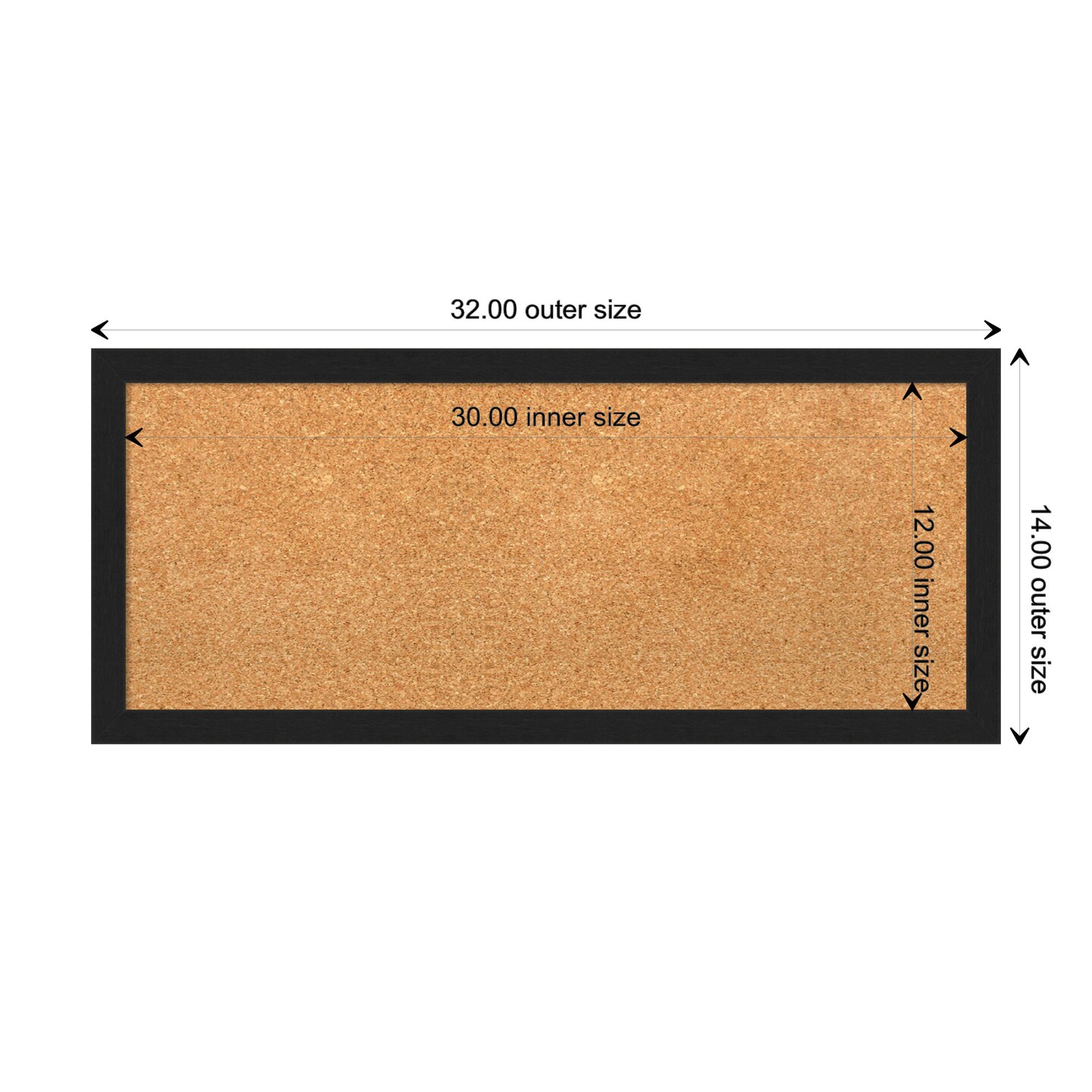 Grace Narrow Framed Corkboard, Natural Cork