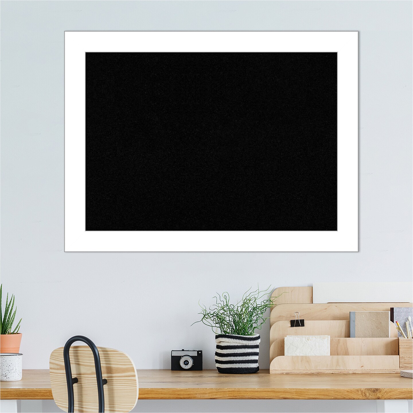 Wedge White Framed Corkboard, Black Cork