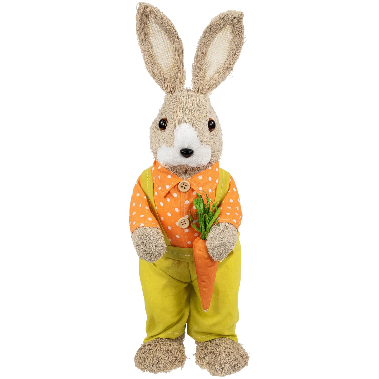 Northlight Standing Boy Rabbit with Carrot Easter Figure - 16" - Orange and Green