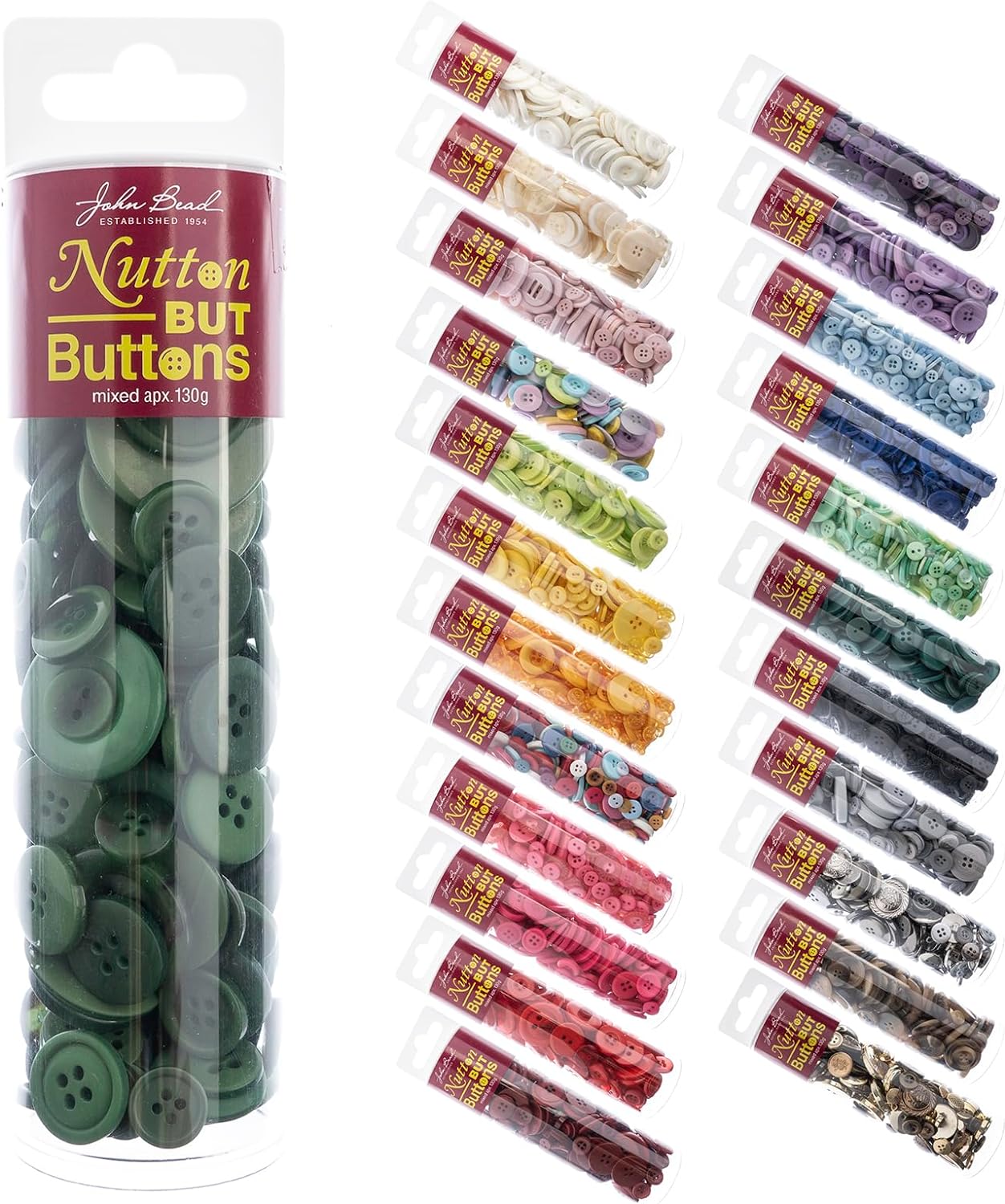 John Bead Nutton But Buttons Assorted Mixed Sizes, 130g