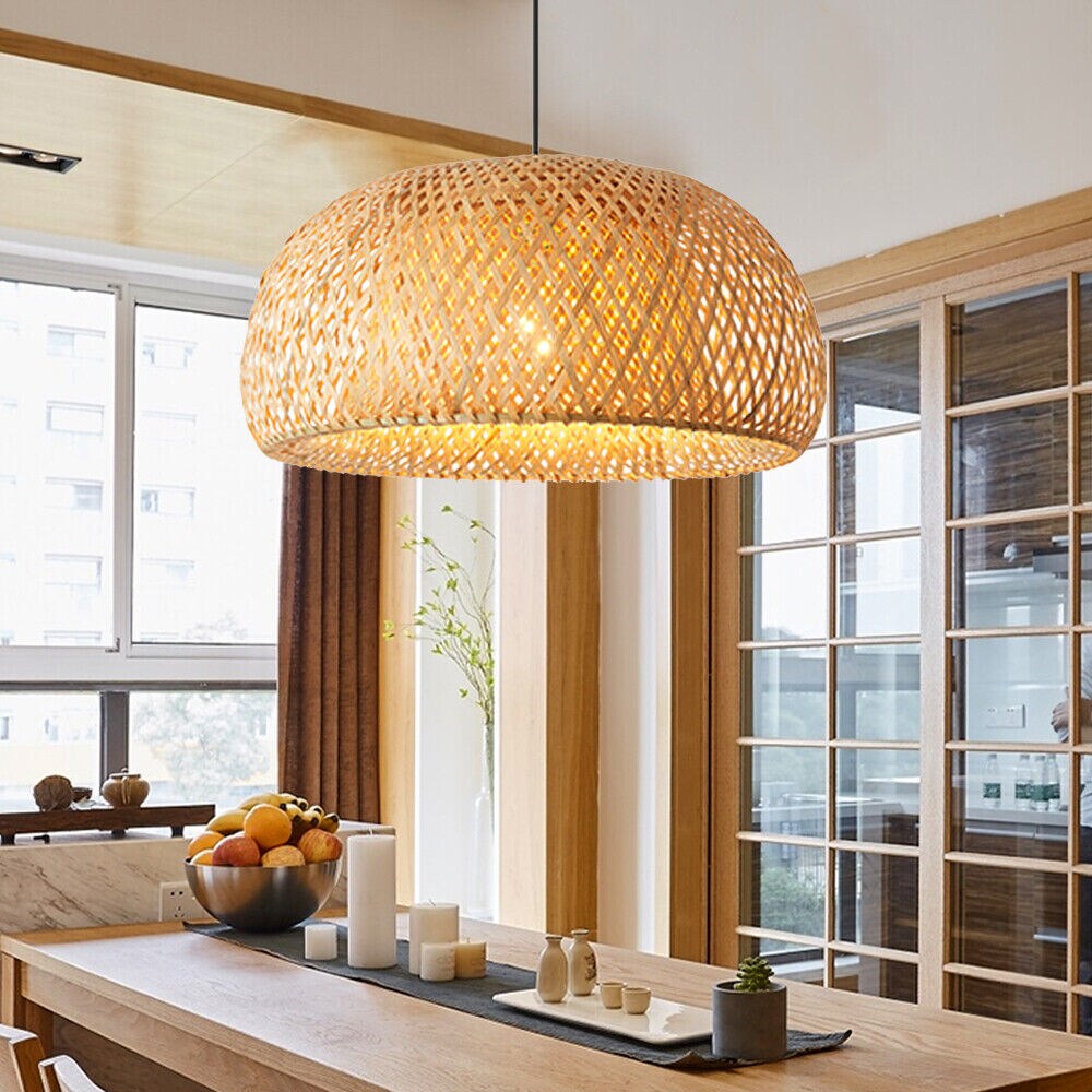 Kitcheniva Asian Bamboo Wicker Rattan Pendant Lamp Fixture