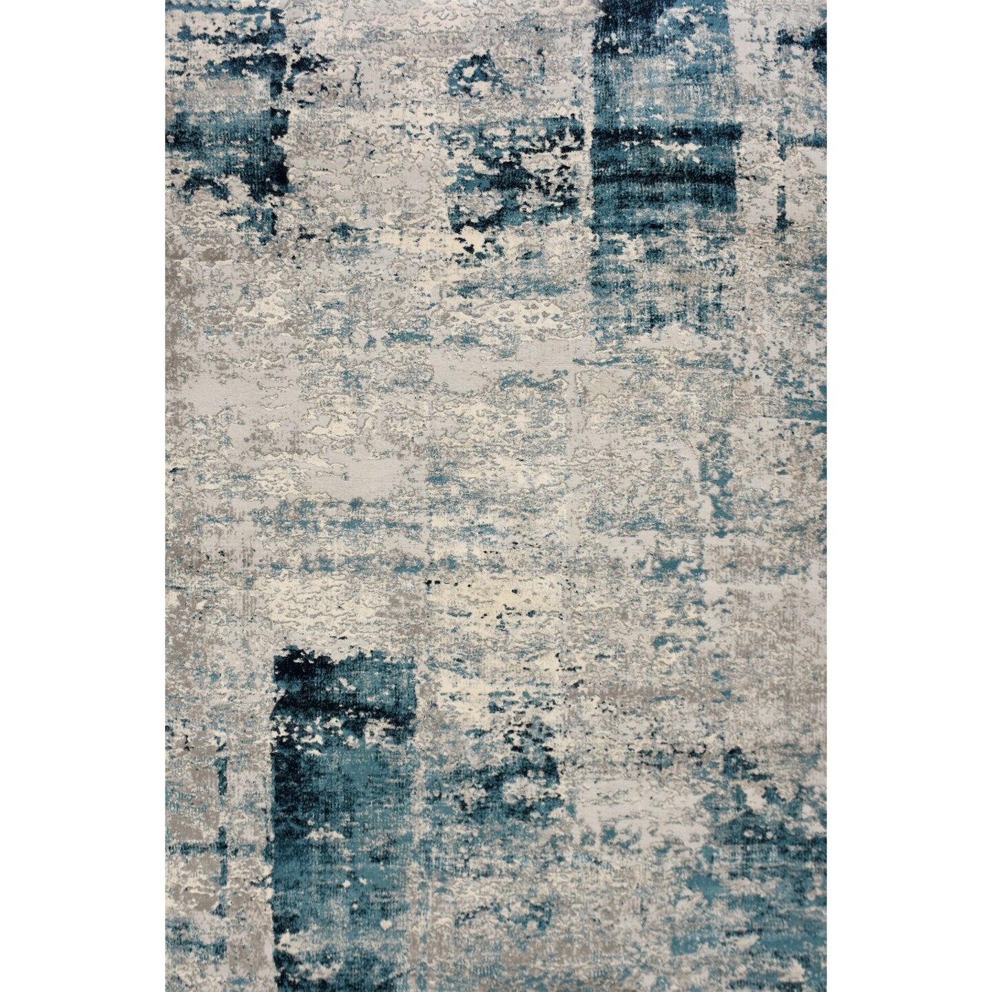 Signature Home Collection Distressed Rectangular Area Throw Rug Runner - 2.5&#x27; x 10&#x27; - Gray and Teal Blue