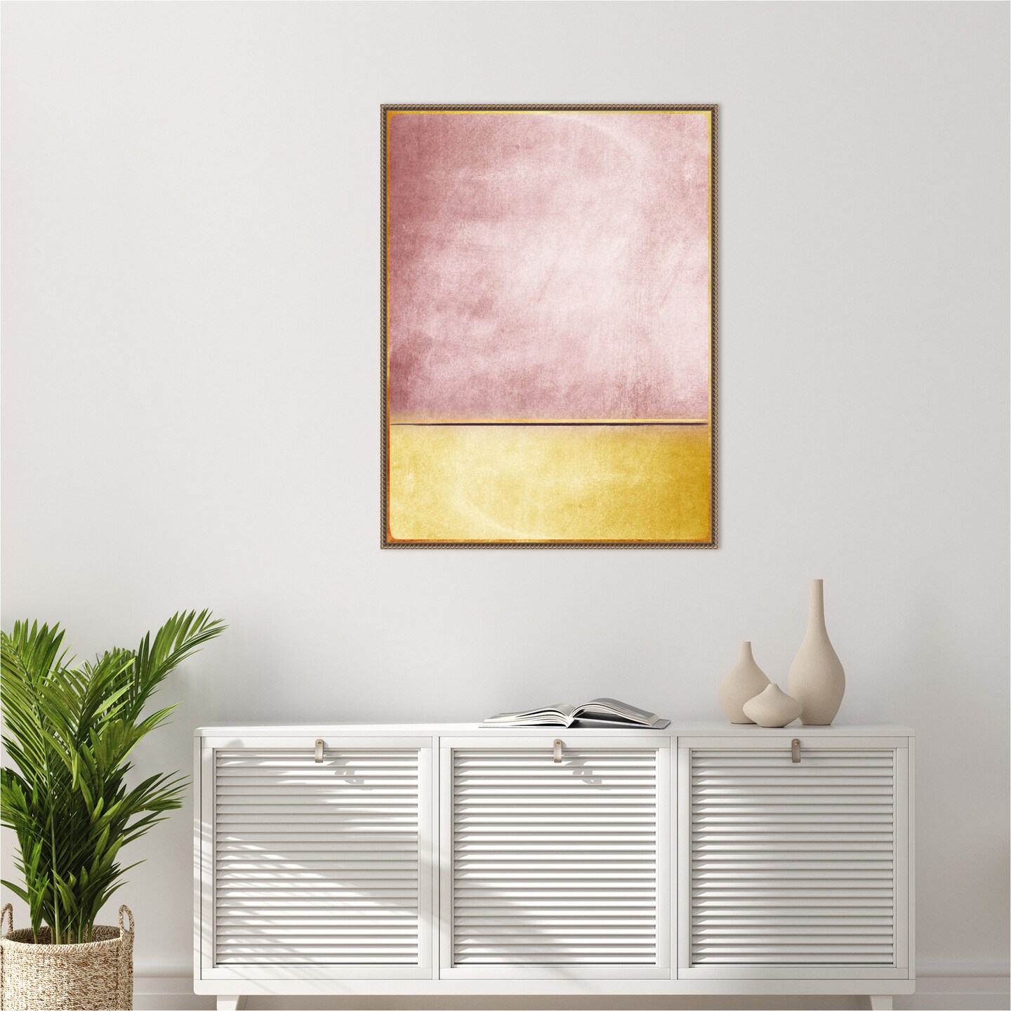 Pink and Yellow 3 by Alyson Storms Framed Canvas Wall Art