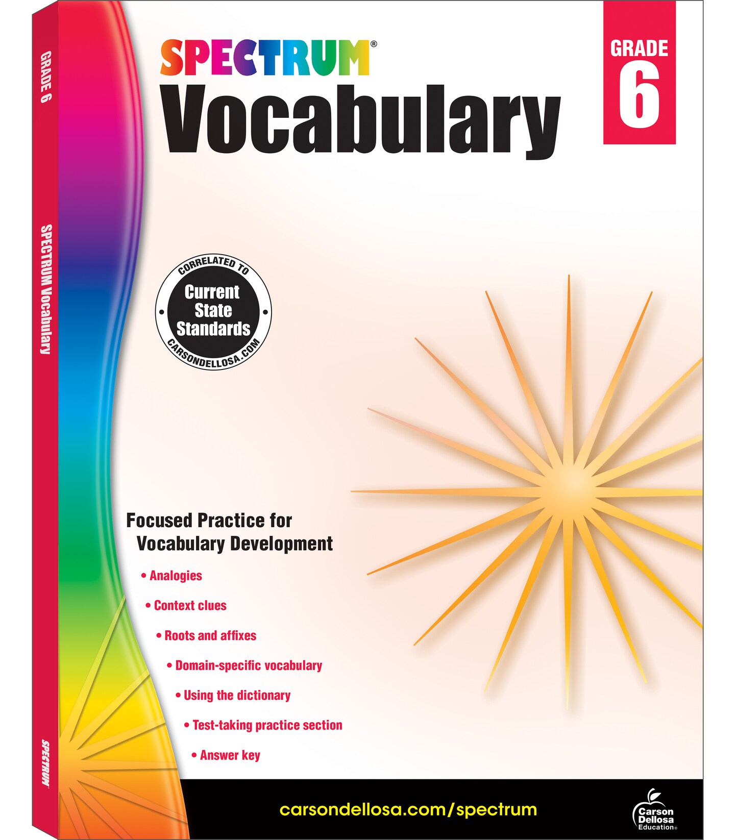 Spectrum Grade 6 Vocabulary Workbook, Middle School Books Covering Analogies, Roots and Affixes, Dictionary Skills, Reading Comprehension, and More, Language Arts Classroom or Homeschool Curriculum