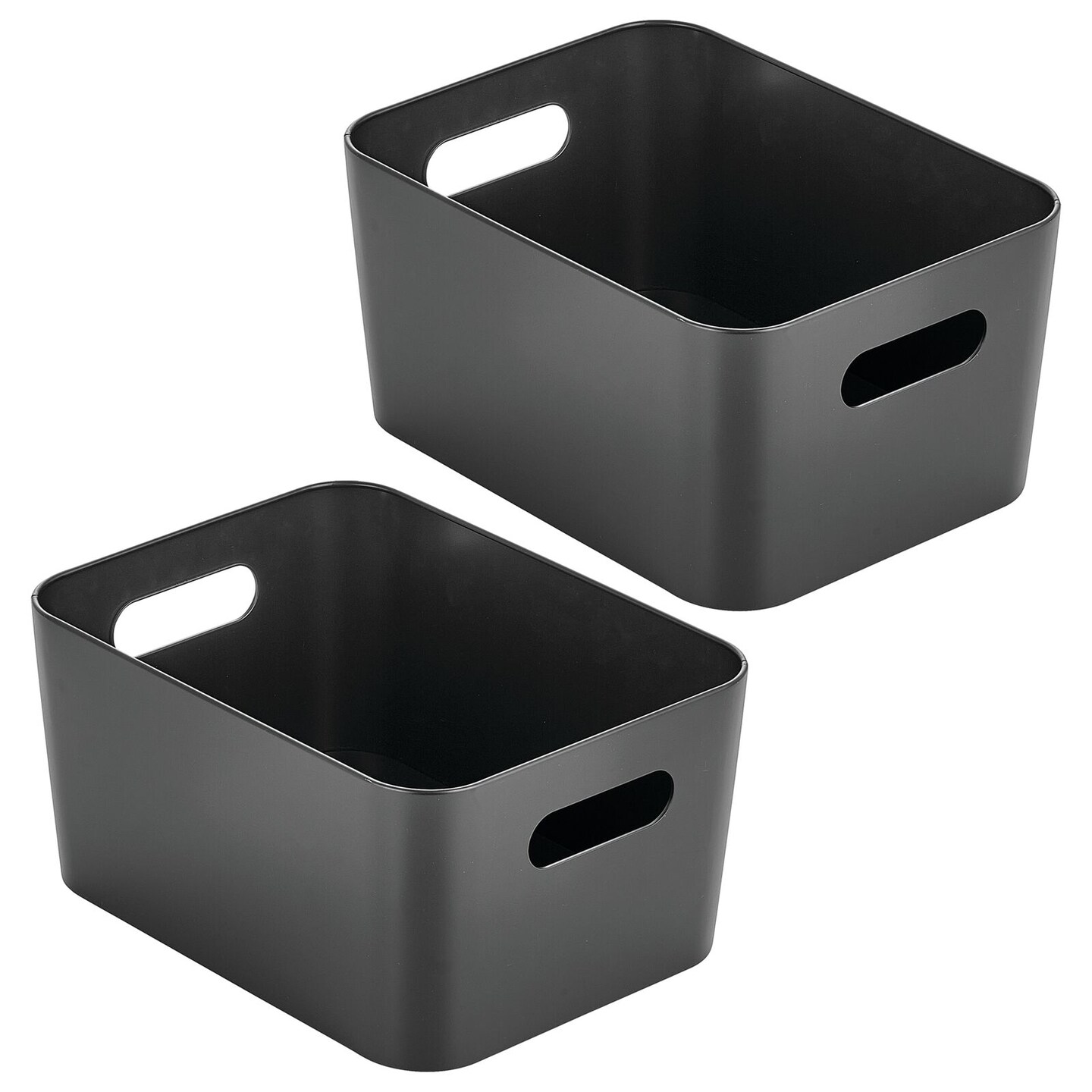 mDesign Small Metal Kitchen Storage Container Bin Basket with Handles