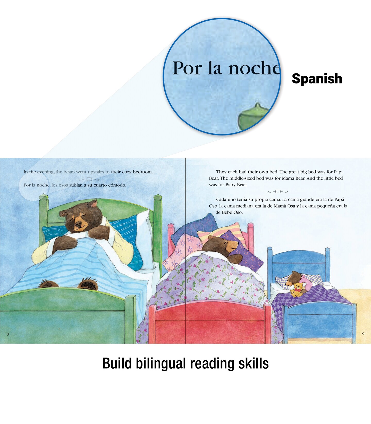 Carson Dellosa Ricitos de Oro y los tres ojos (Goldilocks and the Three Bears), Bilingual Children&#x2019;s Book Spanish/English, Guided Reading Level I