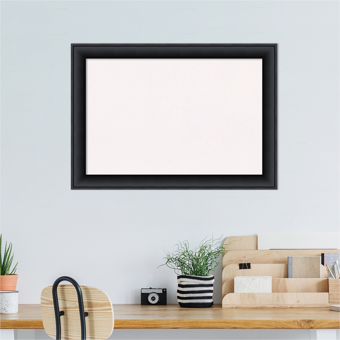 Nero Black Wood Framed Corkboard, White Cork