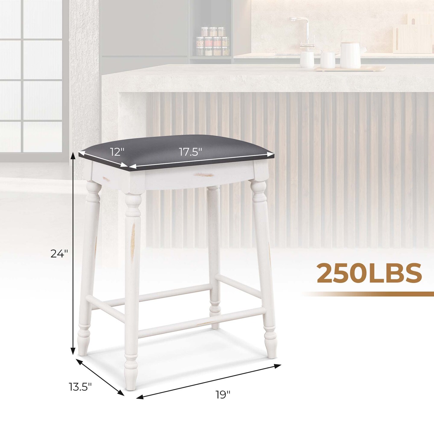 Costway 2 PCS 24&#x22;/29&#x22; Counter/Bar Height Bar Stools Backless Bar Stools with Faux Leather Cover White&#x26;Gray