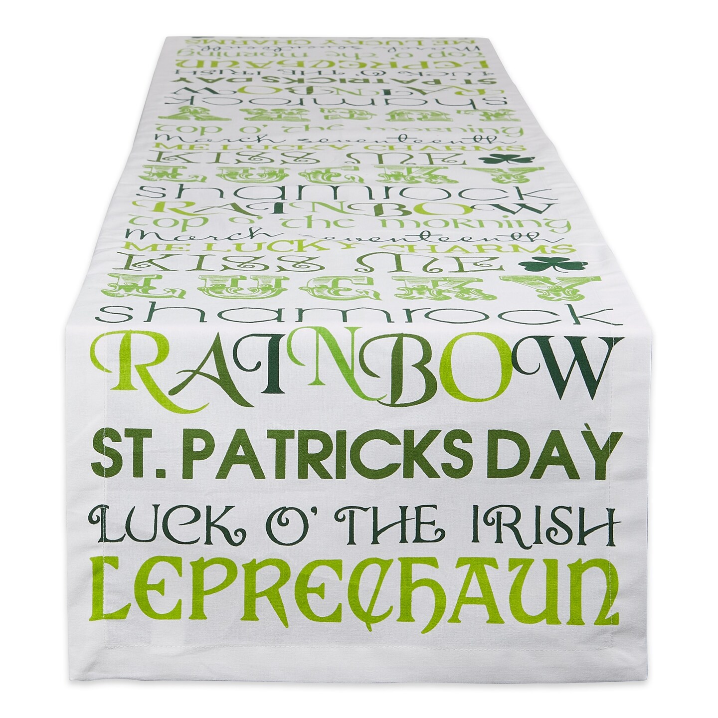 Contemporary Home Living Luck of the Irish St. Patrick&#x27;s Day Table Runner - 108&#x22; - White and Green