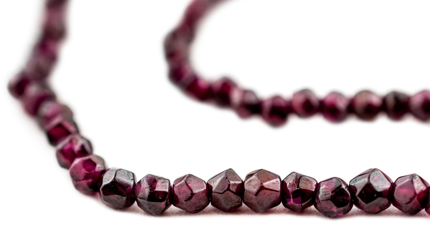 TheBeadChest Faceted Round Almandine Garnet Beads 5mm Purple Gemstone 14 Inch Strand