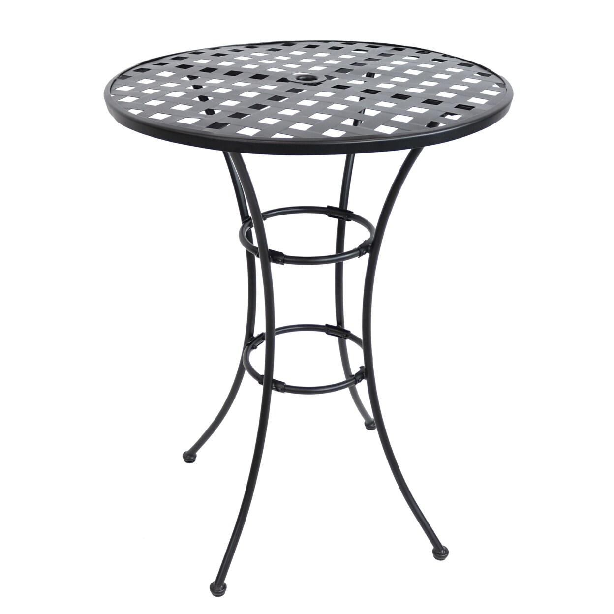 Sunnydaze 30 In Elegant Wrought Iron Round Patio Bar-Height Table - Black