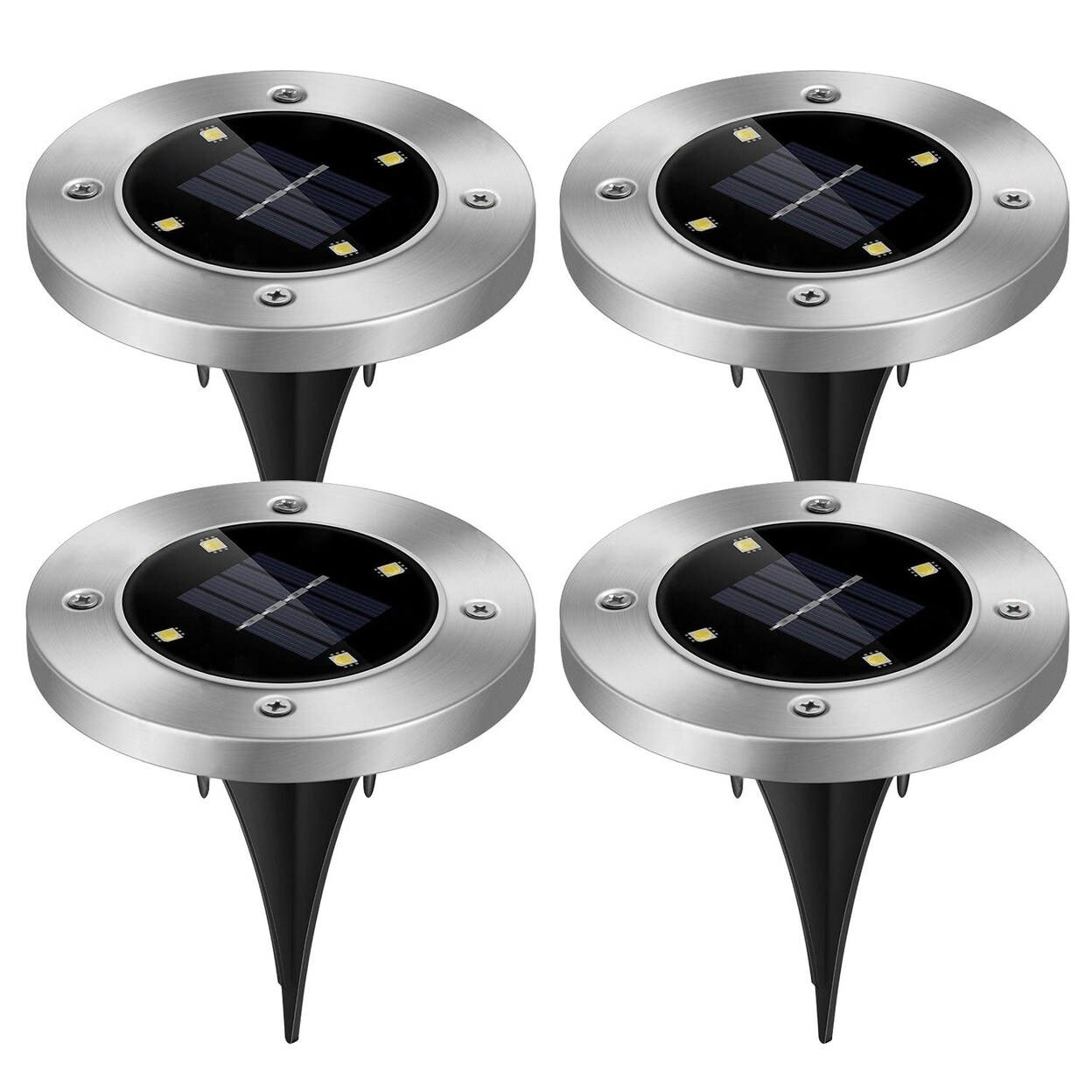 SKUSHOPS 4pcs Solar Ground Light Waterproof Buried Light In-Ground Path Deck Lawn Patio Light 4LED