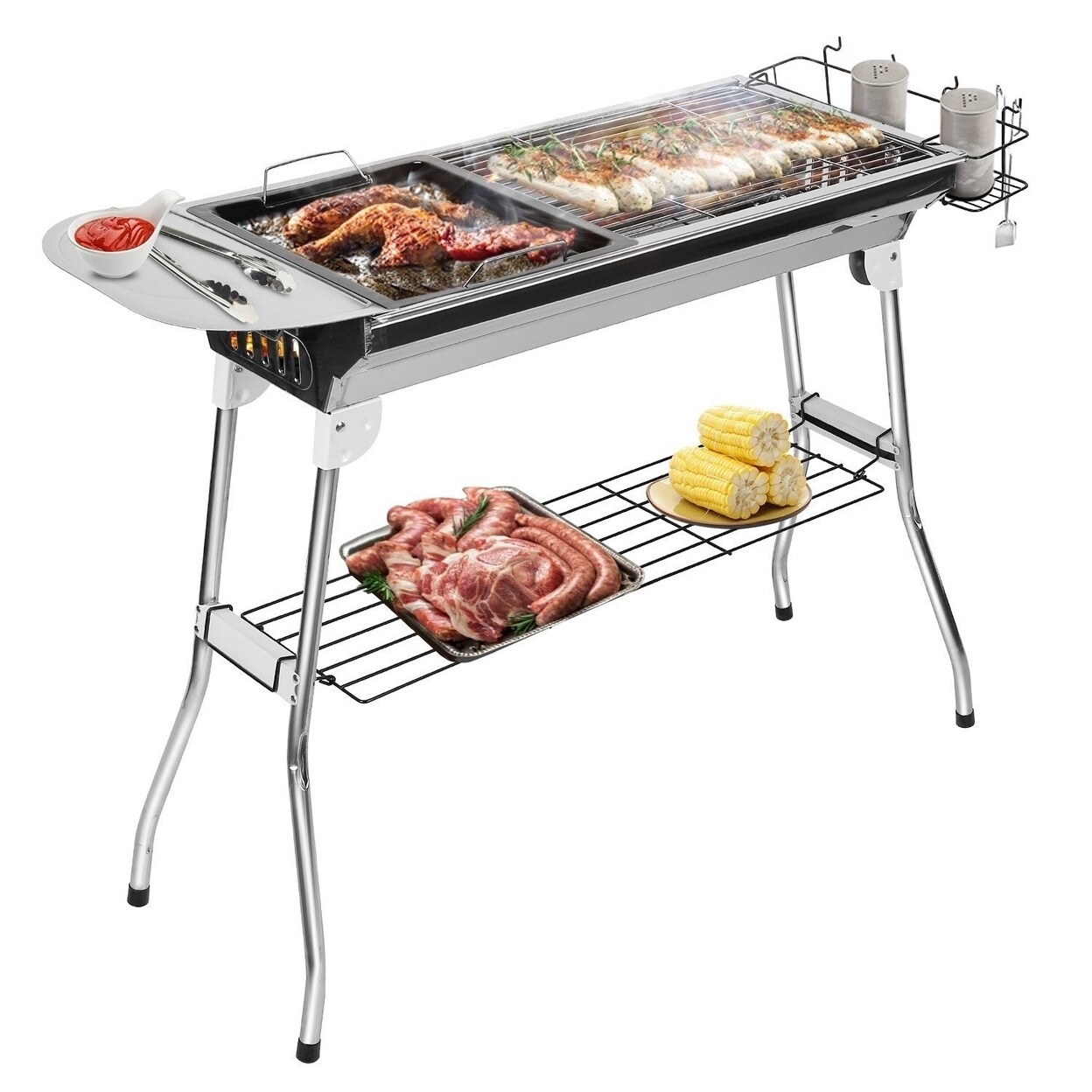 Foldable Bbq Grill Portable Charcoal Barbeque Grill Stainless Steel Bbq Grill For Picnic Camping