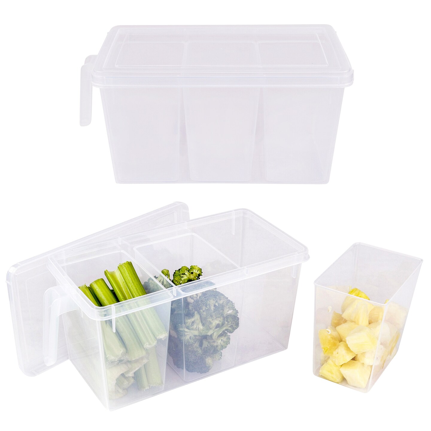7Penn Multi Compartment Food Container 2pk - Airtight Vegetable Tray with Lid