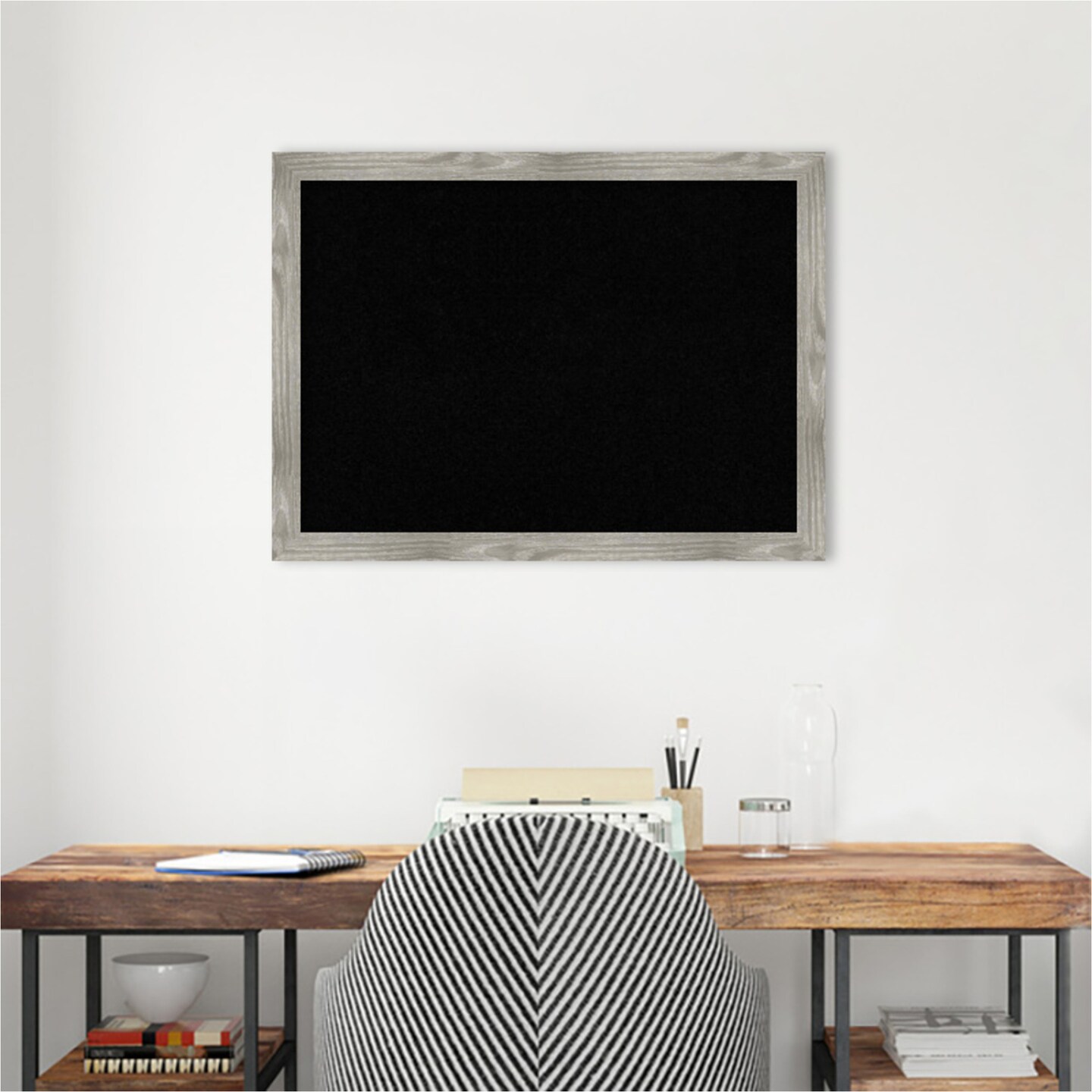 Dove Greywash Square Framed Corkboard, Black Cork