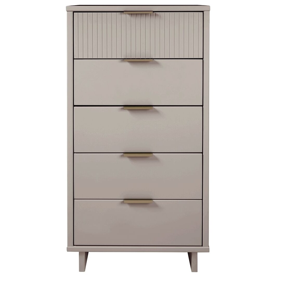 Manhattan Comfort Granville Tall 23.62&#x22; Modern Narrow Dresser with 5 Full Extension Drawers