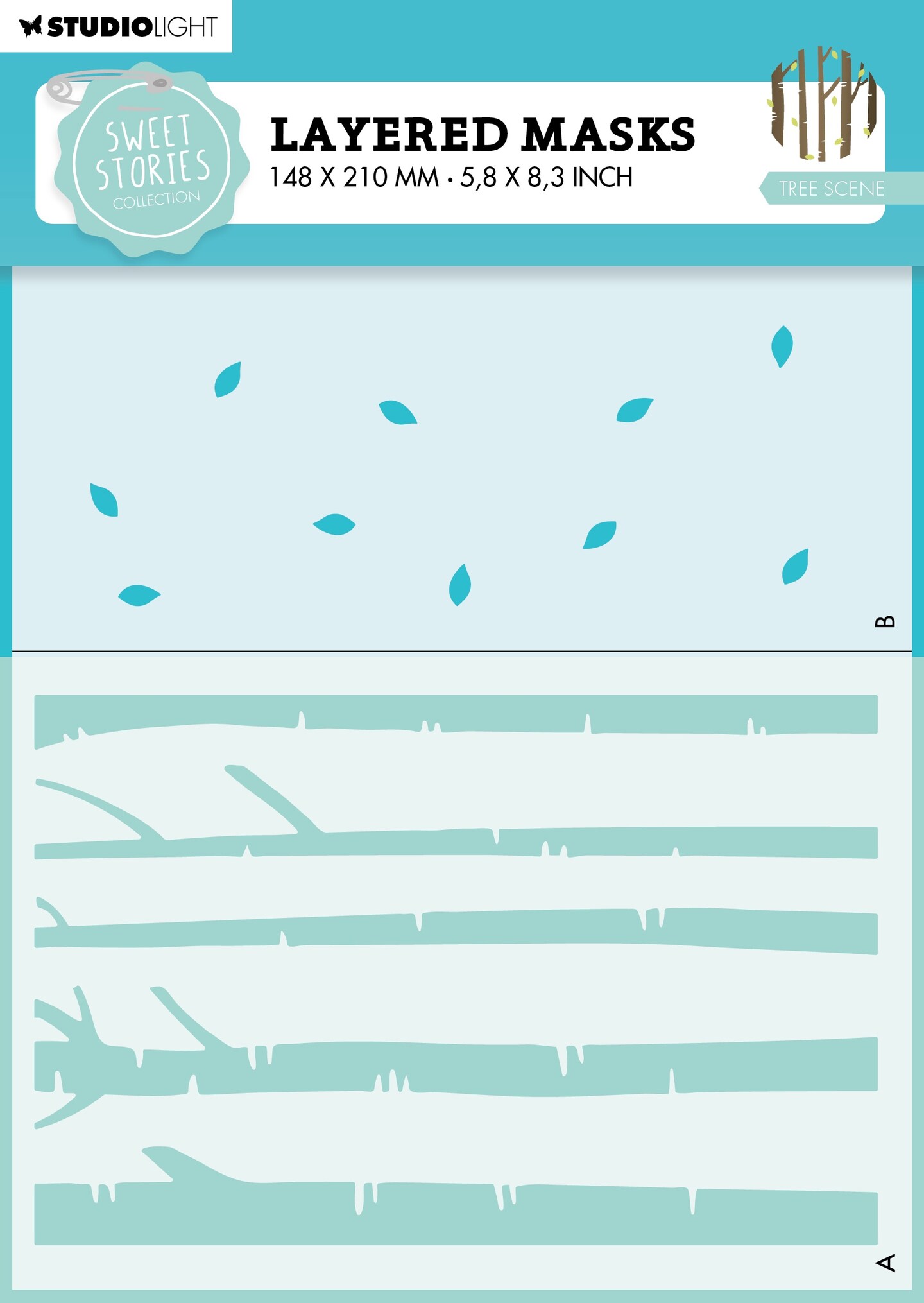 Studio Light Sweet Stories 5.9"X8.25" Stencil-Nr. 245, Tree Scene