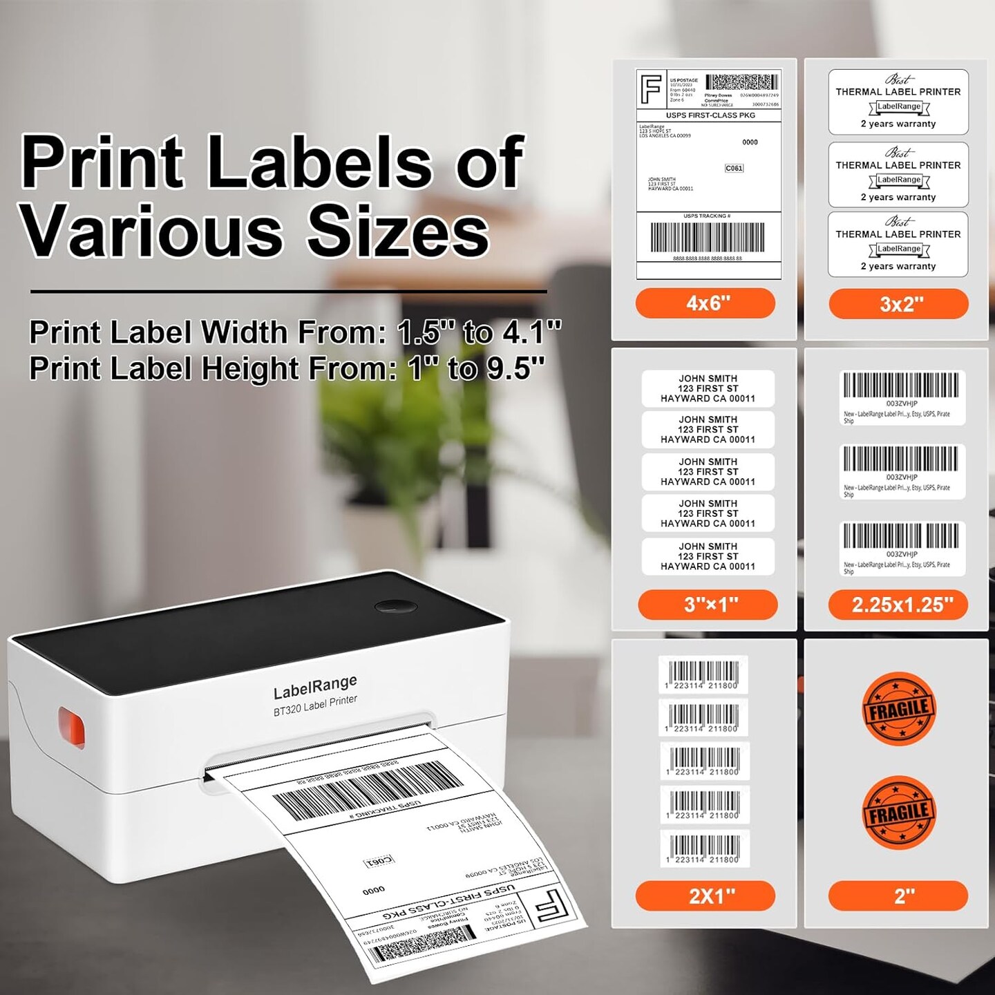 LabelRange&#xAE; - Ecommerce Label Printer | BT320 - Bluetooth, Thermal 4x6&#x22; Ultimate Solution for High-Speed Label Printing