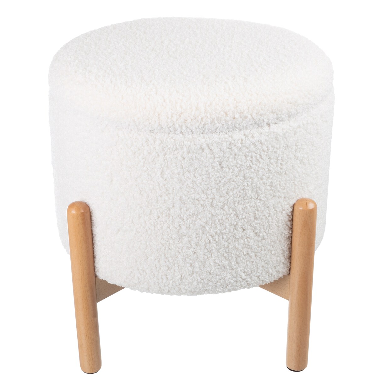 Storage Ottoman White 16.5 Inch Round Sherpa Footrest Organizer Stool
