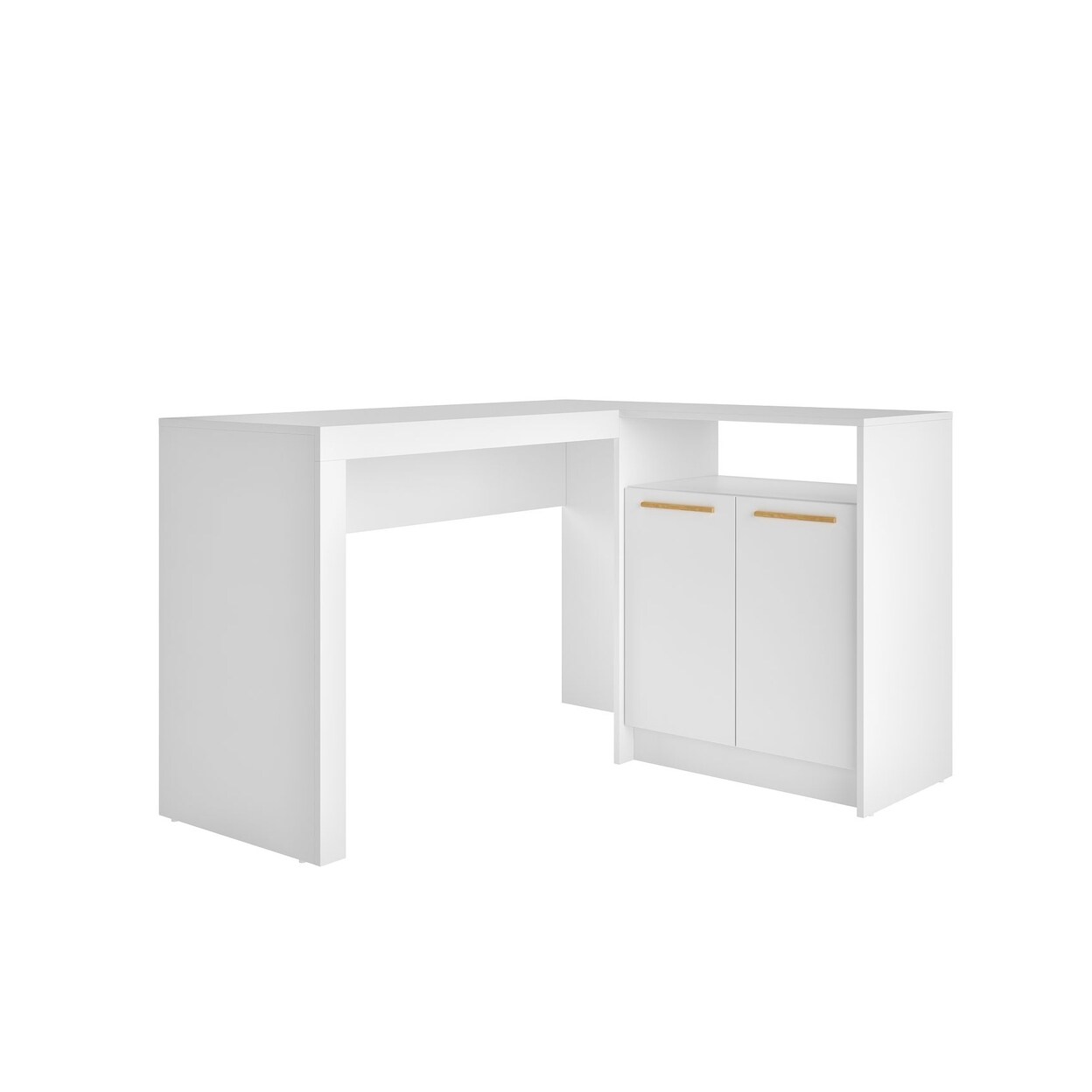 Manhattan Comfort Kalmar L-Shaped Office Desk with Inclusive Cabinet