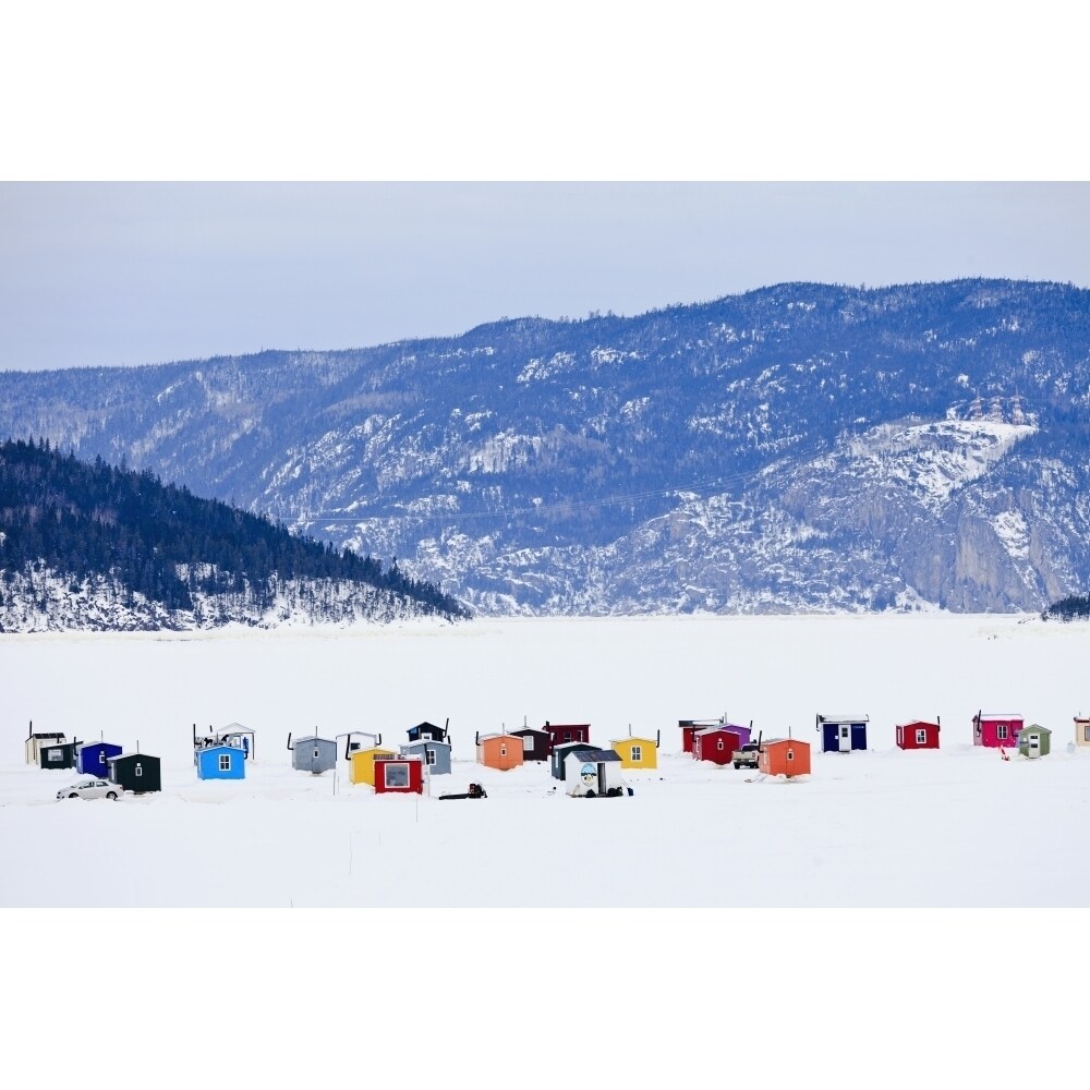 Posterazzi Ice Fishing Huts On Saguenay River; Saguenay Lac-Saint-Jean Quebec Canada Poster Print