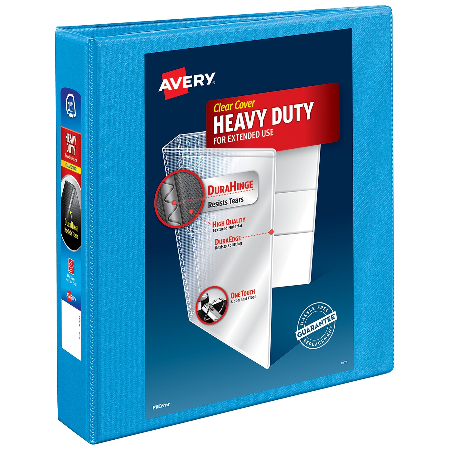 Avery Nonstick Heavy-Duty View Binder, 1.5" One Touch Slant Rings, 1 Light Blue Binder (05401)