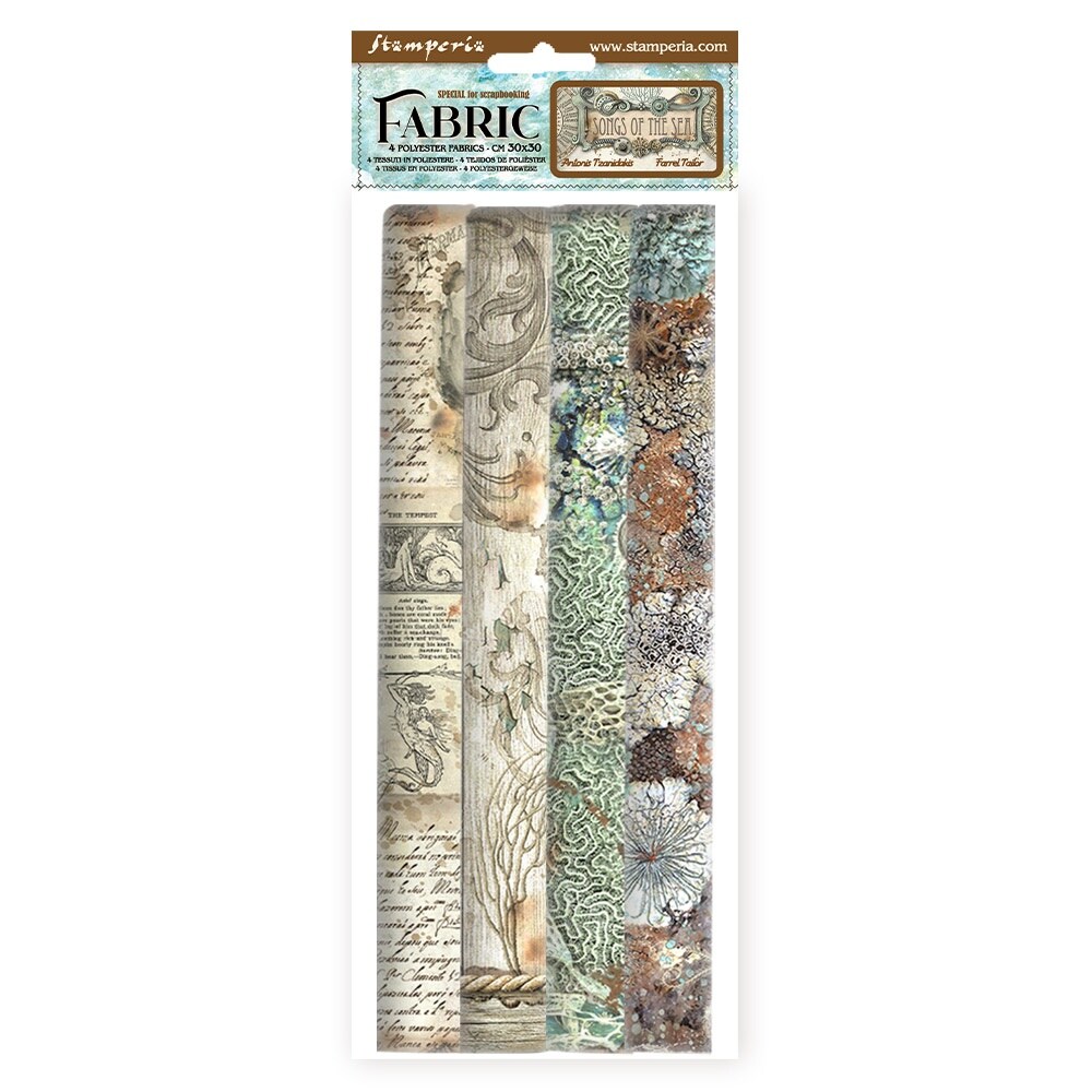 Stamperia Polyester Fabric 12&#x22;X12&#x22; 4/Pkg-Songs Of The Sea