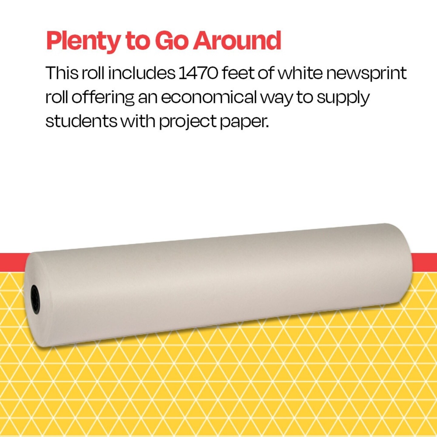 School Smart Newsprint Roll, 36 Inches x 1470 Feet, White