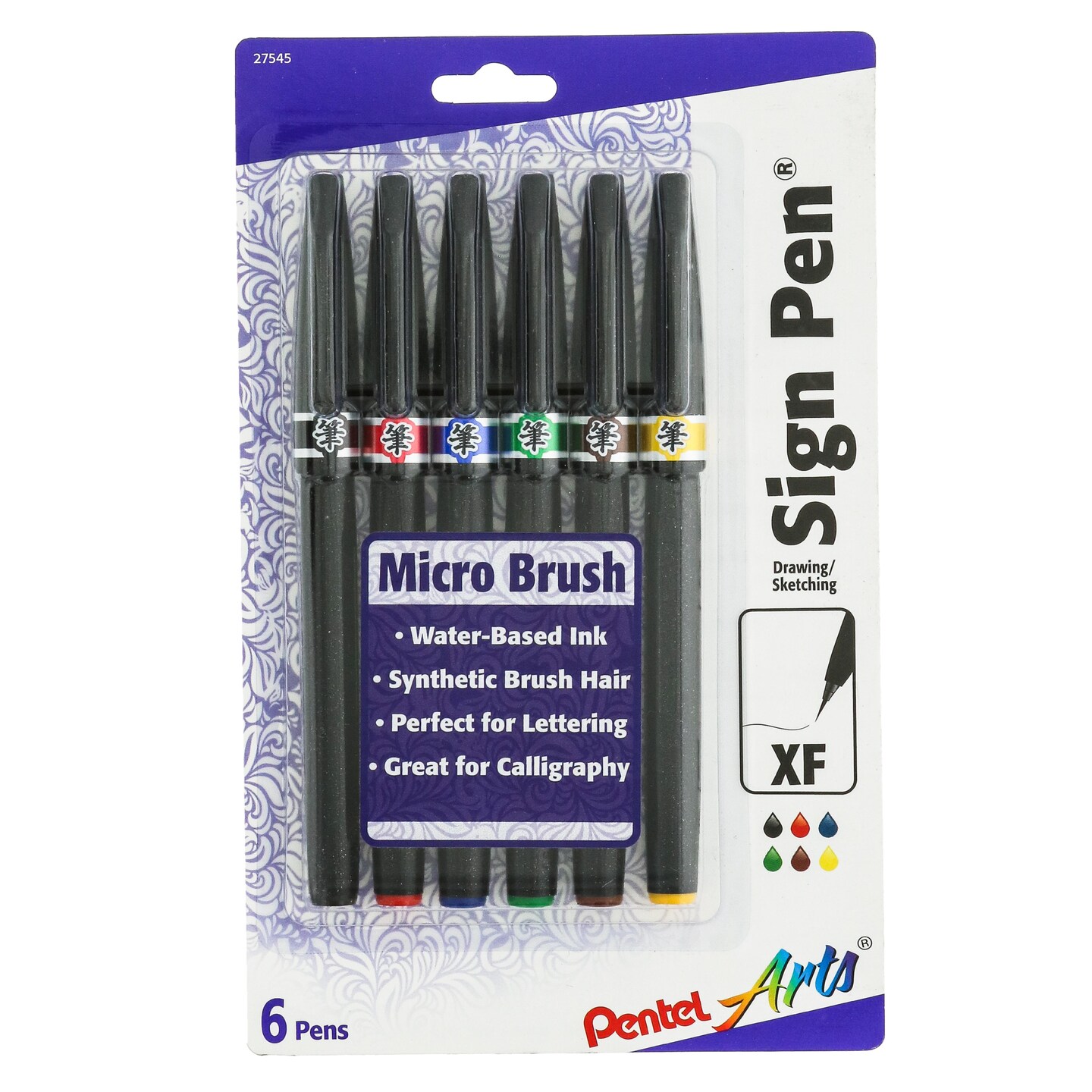 Pentel Arts Black Sign Pen with Brush Tip
