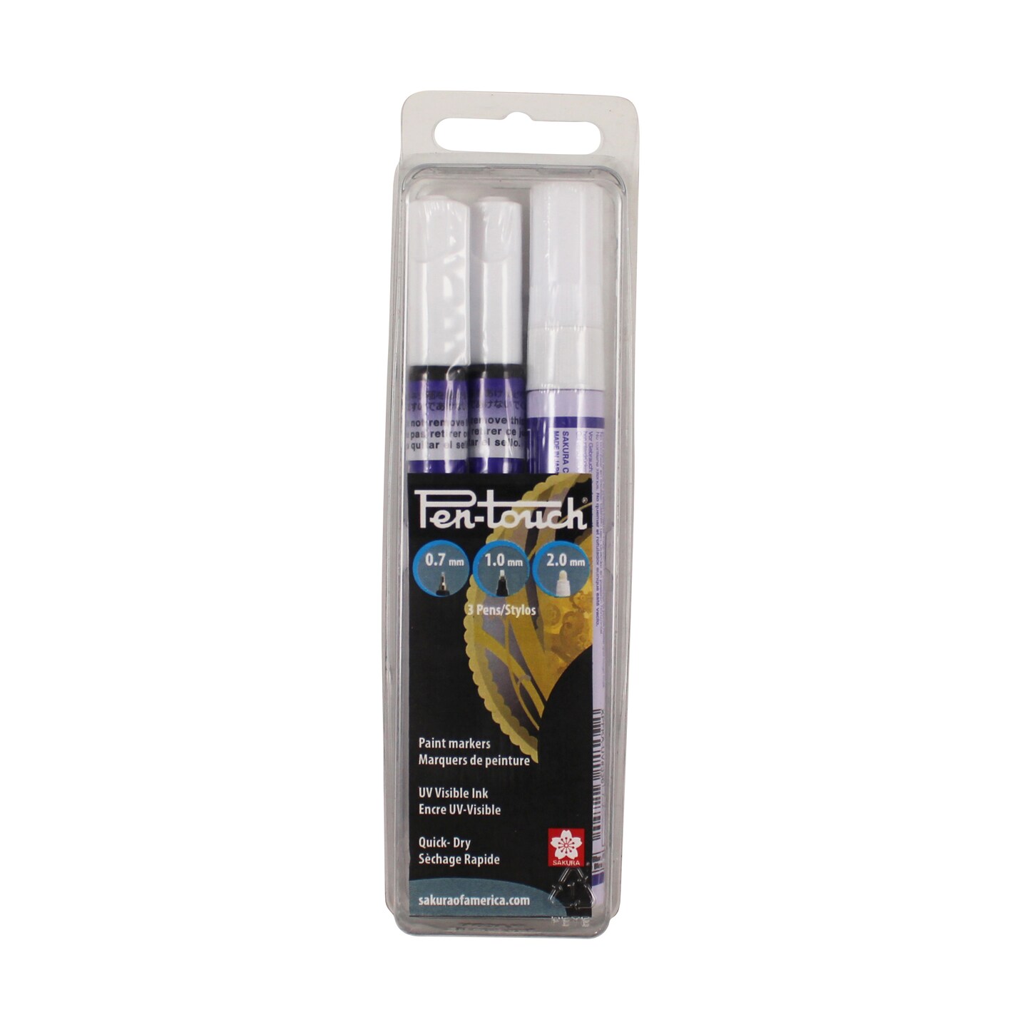 Sakura Pentouch Fluorescent Marker Set, 3-Marker Uv-Visible Blue Set - Extra-Fine, Fine & Medium